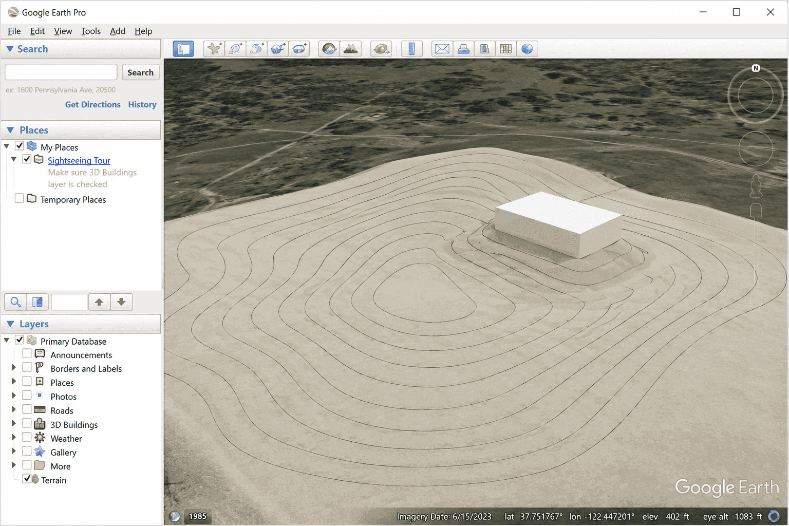 مشاهده توپوگرافی و پروفیل ارتفاعی در Google Earth